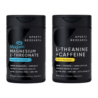 Thumbnail for Sports Research® Thetawave Boost Pack - Magtein Magnesium L-Threonate Capsules 2000mg + L-Theanine Supplement with Caffeine & Coconut MCT Oil