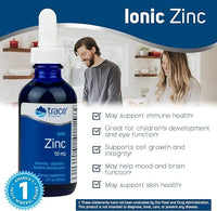 Thumbnail for Trace Minerals Ionic Zinc - Ionic Zinc Supplement for Immune Support - Digestion, Growth & Skin Health Support - Chloride & ConcenTrace - Highly-Absorbable Drops - 2 fl oz (48 Servings)