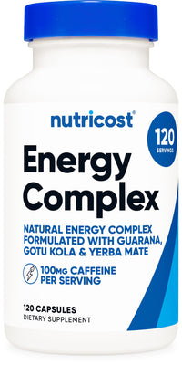 Thumbnail for Nutricost Natural Energy Pills Complex 120 Capsules, 100mg Caffeine - Gluten Free - Non-GMO