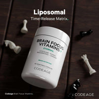 Thumbnail for Codeage Brain Focus Vitamins+ Nootropic Supplement with Citicoline as Cognizin, Panax Ginseng, Resveratrol, Gotu Kola, Vitamin B12 Methylcobalamin - Liposomal Delivery - Non-GMO - 60 Capsules