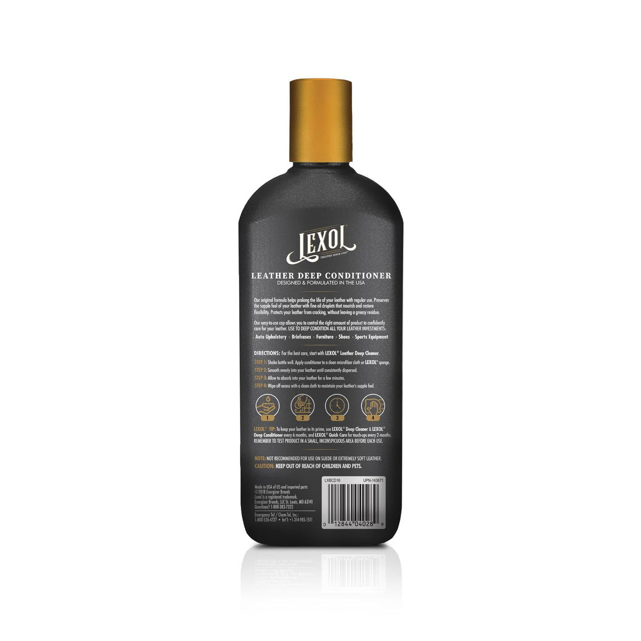 Lexol All Leather Conditioner for Car Seats and Interiors, Couches and Furniture, Shoes and Boots, Bags and Jackets, Baseball Gloves and Horse Saddles, and More, 16.9 oz Bottle (Step 2 of 2)