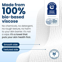 Thumbnail for Clean Skin Club Clean Towels XL®, 100% USDA Biobased Face Towel, Disposable Face Towelette, Eczema Association Accepted, Makeup Remover Dry Wipes, Ultra Soft, 1 Pack, 50 Ct
