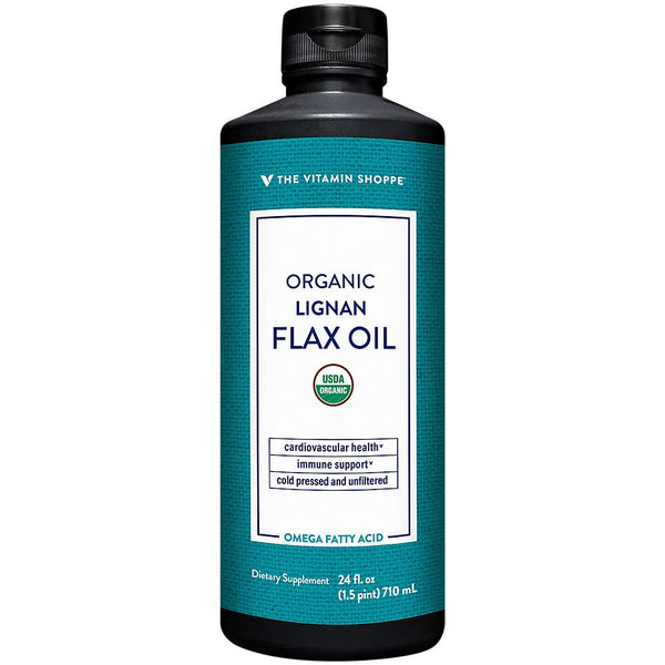 The Vitamin Shoppe Organic High Lignan Flax Oil, Essential Fatty Acids That Supports Cardiovascular & Immune Health(24 Fluid Ounces Liquid)