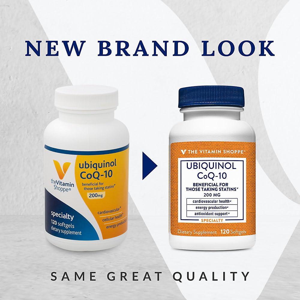 The Vitamin Shoppe Ubiquinol CoQ-10 200mg Beneficial for Those (120 Softgels)