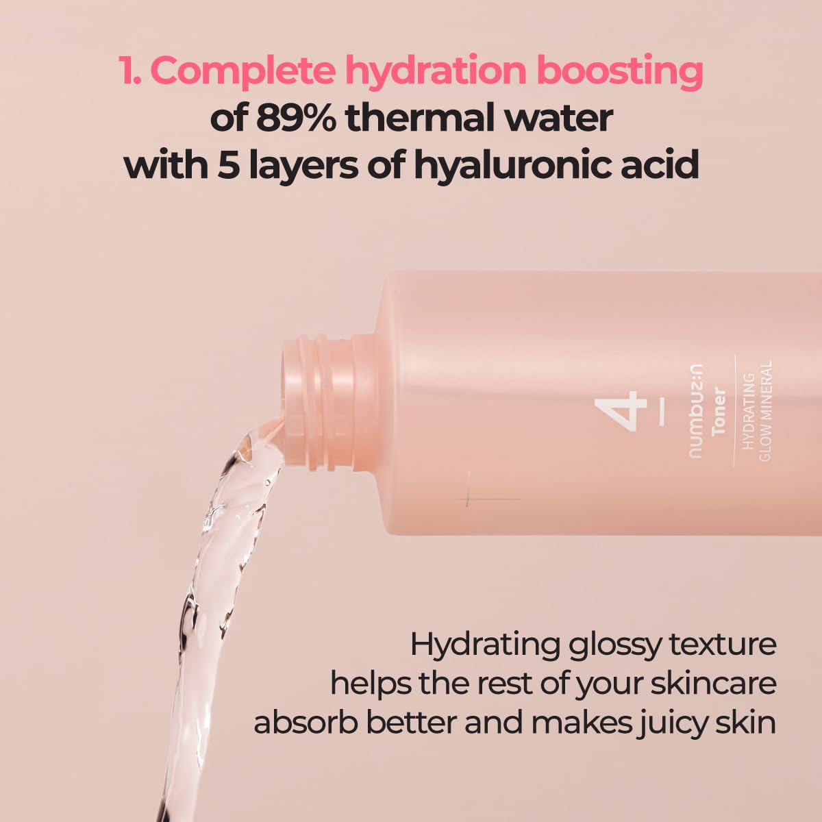 numbuzin No.4 Toner | Hydrating Glow Mineral Toner | Thermal Water, Hyaluronic Acid, Niacinamide | Deep Hydration, Glowing Skin, Makeup Booster, Gentle Exfoliation, Soothing | 6.76 fl. oz.