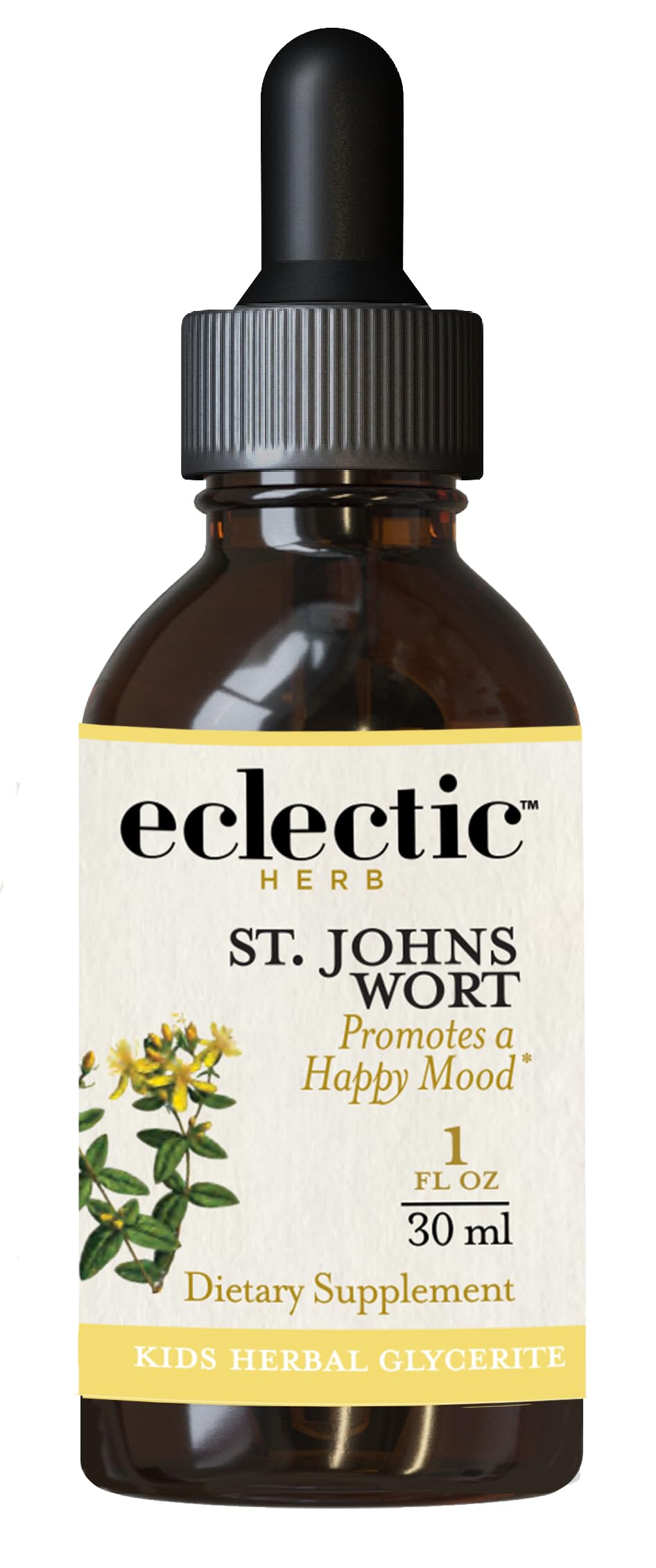 ECLECTIC INSTITUTE Kids Herbs - St. John's Wort, Black Cherry Flavor | Herbal Health Supplement, Promotes a Positive Mood | 1 fl oz (30 ml)