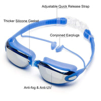 Thumbnail for Aokelily Swim Goggles and Cap Set 4 in 1, UV 400 Protection Lenses Clear Anti-Fog Swimming Goggles Waterproof No Leaking with Nose Clip + Ear Plugs for Adult Men Women Kids (Blue)