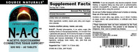 Thumbnail for Source Naturals N-A-G N-Acetyl Glucosamine for Joint Support and Intestinal Lining* - 500 mg - 60 Tablets
