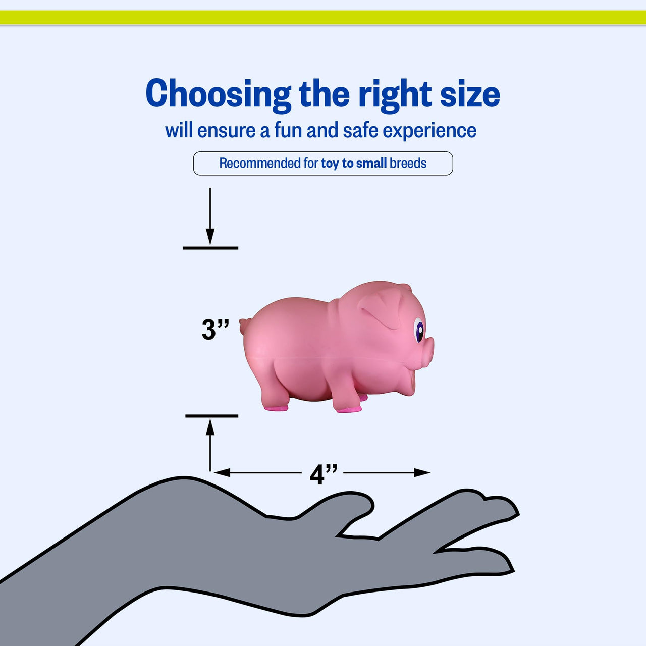 PetSport Naturflex Tiny Tots Pig Toy - Durable & Long-Lasting, Non-Toxic Material, Internal Squeaker, Rubber Toy for Dogs, Ideal for Interactive Play and Engagement