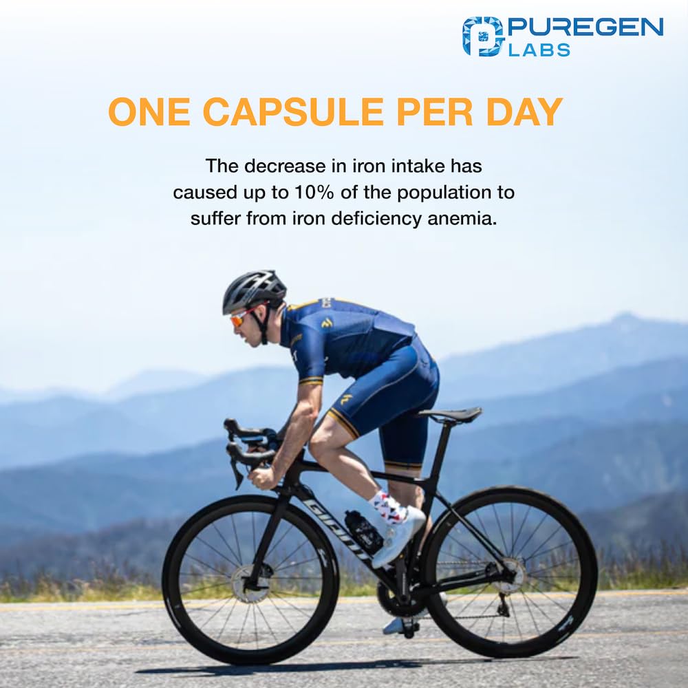 Puregen Labs Ferrous Sulfate 325 mg (65 mg Elemental Iron) High Potency Iron Supplement | No Artificial Color Additives - 200 Tablets Made in USA