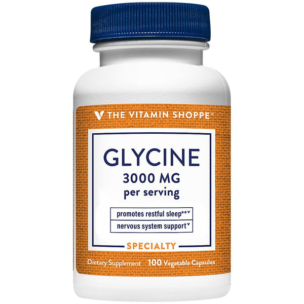 The Vitamin Shoppe Glycine - Nervous System Support & Restful Sleep - 3,000 MG (100 Capsules)