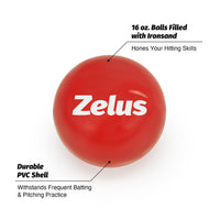 Thumbnail for ZELUS Training Balls for Softball and Baseball Practice | 2.8-Inch 1 lb Weight Ball | Baseball Accessory for Strength Hitting Batting Pitching Improvement (Set of 12)