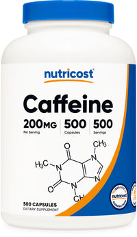 Thumbnail for Nutricost Caffeine Pills, 200mg Per Serving (500 Caps)