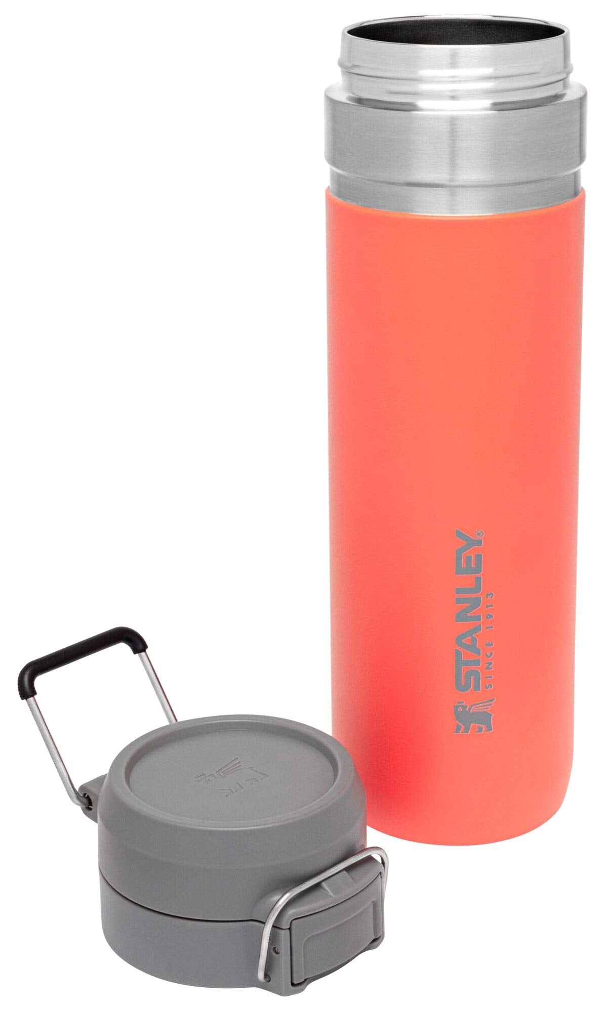 Stanley Quick Flip GO Water Bottle 24 oz | Push Button Lid | Leakproof and Packable for Travel and Sports | Insulated Stainless Steel | BPA-Free | Guava