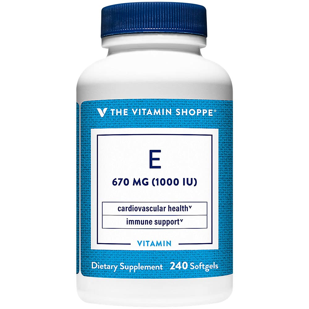 The Vitamin Shoppe Vitamin E 1,000IU - Antioxidant Support for Skin Health & Immune Function, Daily Vitamin (240 Softgels)
