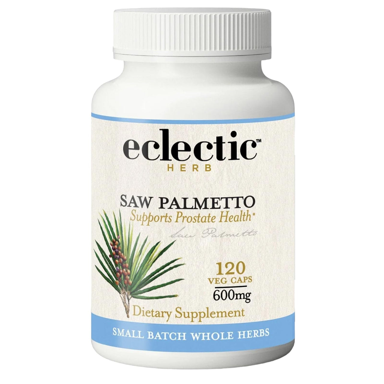 Eclectic Herb - Saw Palmetto Capsules | Urinary Tract & Prostate Health Supplement for Men | Supports Male Health | Non-GMO, Vegan, Gluten Free (120 CT | 600 mg)