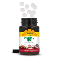 Thumbnail for Country Life Methyl B12, Supports Energy & Stamina, 1000mcg, 60 Lozenges, Certified Gluten Free, Certified Vegan