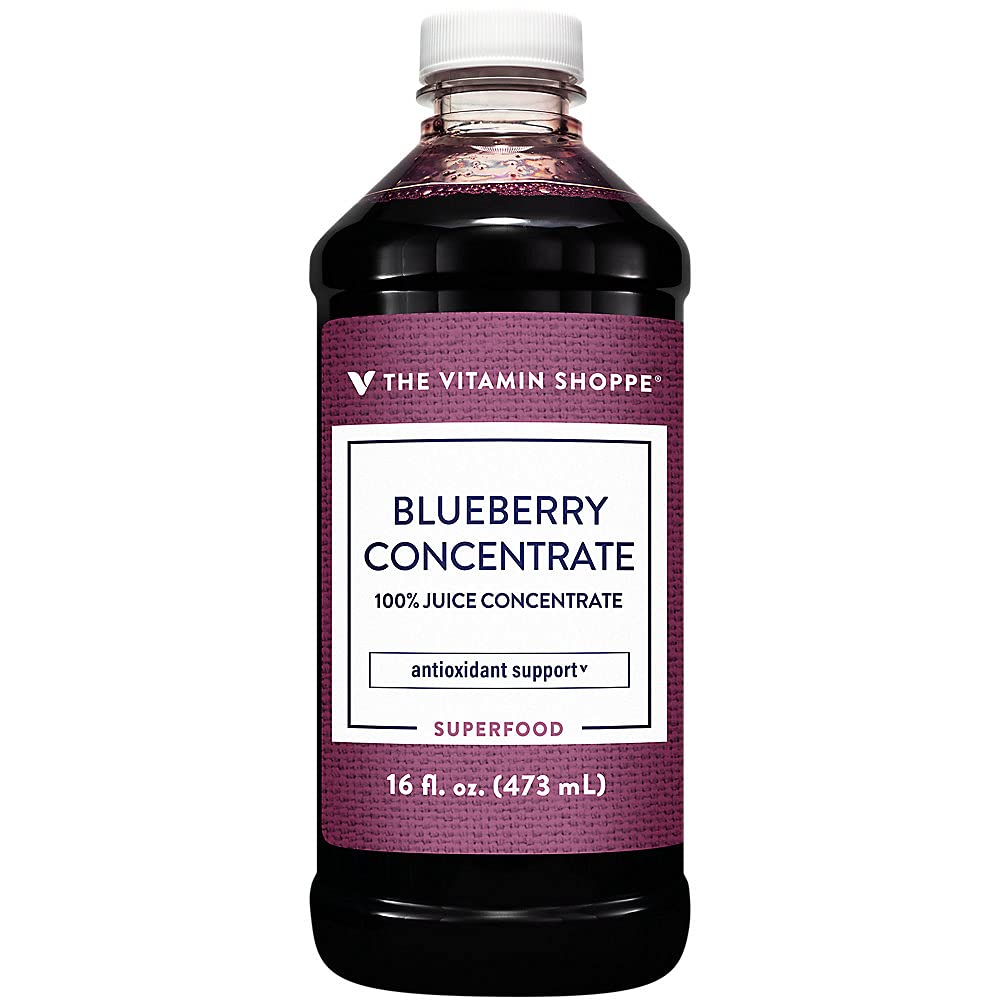 The Vitamin Shoppe Blueberry Concentrate, 100% Juice Concentrate, Natural Foods Superfood, High in Antioxidants (16 Fluid Ounces Liquid)