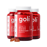 Thumbnail for Goli Apple Cider Vinegar Gummies - Worlds First ACV Gummy with Vitamin B12, Beetroot & Pomegranate - Vegan, Non-GMO, Gluten-Free - 180 Count (Pack of 3)