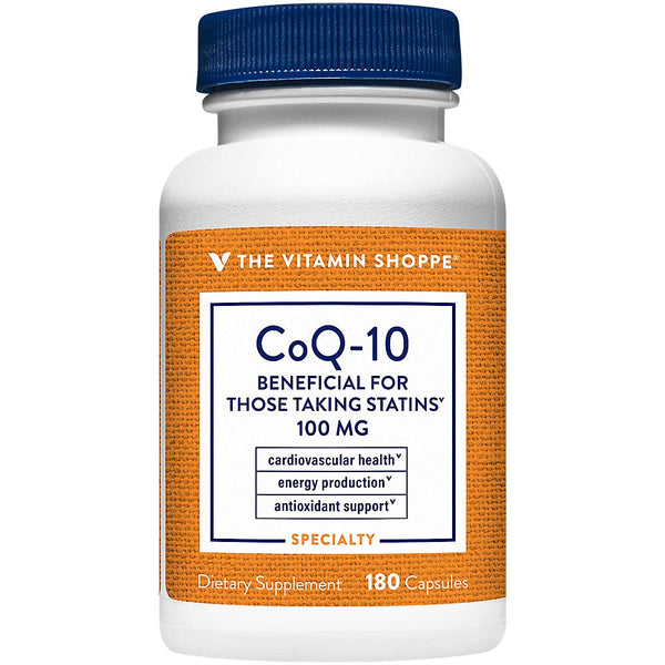 Image 1 of The Vitamin Shoppe CoQ-10 100mg - Beneficial for Those Taking Statins – Supports Heart & Cellular Health and Healthy Energy Production, Essential Antioxidant – Once Daily (180 Capsules)