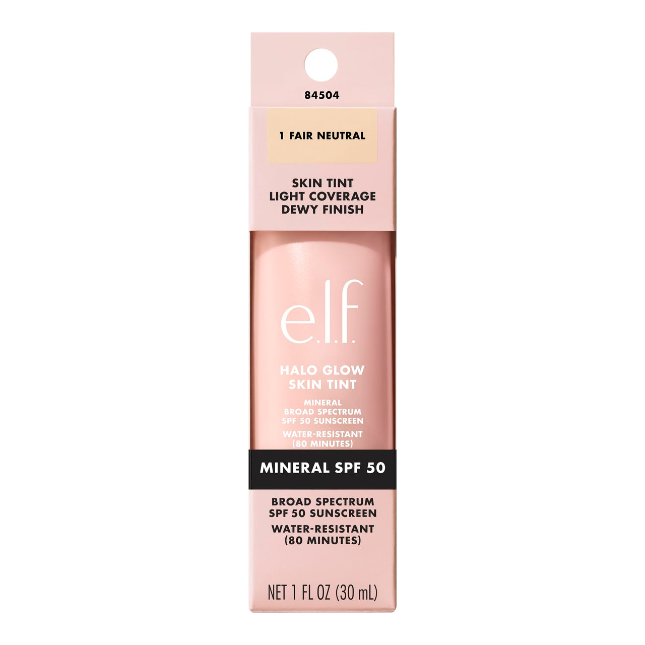 e.l.f. Halo Glow Skin Tint SPF 50, Tinted Moisturizer For Light, Buildable Coverage, Creates A Natural Glow, Vegan & Cruelty-Free, 1 Fair Neutral