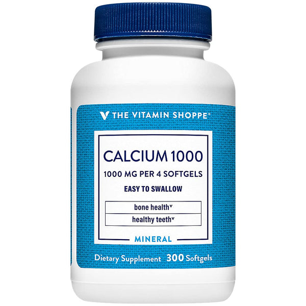 The Vitamin Shoppe Calcium 1000MG - Bone Strength, Teeth Health & Muscle Function Support, Daily Mineral (300 Softgels)