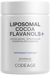 Thumbnail for Codeage Liposomal Cocoa Flavanols Supplement - Cocoa Flavanols - Epicatechin Flavonoid - CocoHeart Flavanol Formula - Cocoa Beans - Vegan, Non-GMO - 90 Capsules