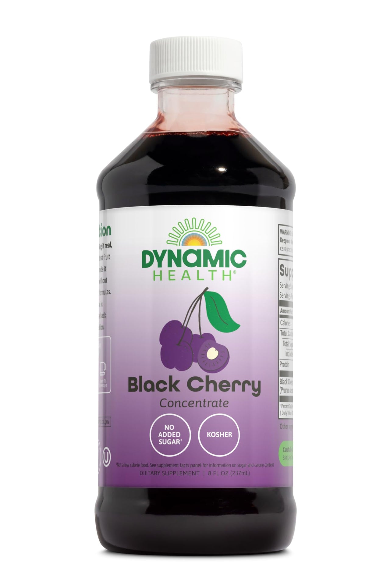 Dynamic Health Pure Black Cherry Unsweetened 100% Juice Concentrate, No Additives or Preservatives, Antioxidant, 8oz (Packaging Varies)
