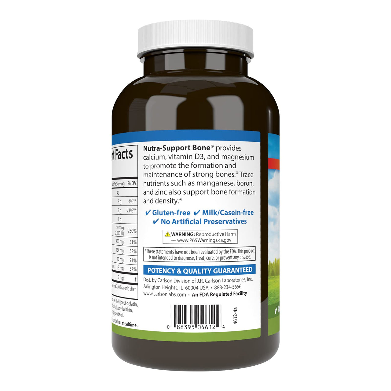 Carlson - Nutra-Support Bone, Calcium, Magnesium & Vitamin D3, Bone Health, Calcium Absorption & Optimal Wellness, 180 Softgels