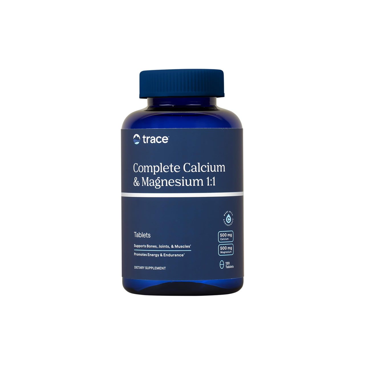 Trace Minerals Complete Calcium & Magnesium 1:1 - Dietary Supplement for Bone Health & Energy Support - Mineral Supplement to Aid Immune Health - Formula with Sea Minerals - 120 Tablets (30 Servings)