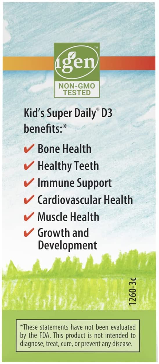 Carlson - Kid's Super Daily D3, Vitamin D Drops for Kids, 400 IU per drop, 1-Year Supply, Heart & Immune Health, Vegetarian, Liquid Vitamin D Drops, Unflavored, 365 drops