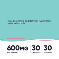 Thumbnail for Nutricost Boric Acid 600mg, 30 Capsules - Vaginal Suppository - Non-GMO - for Women
