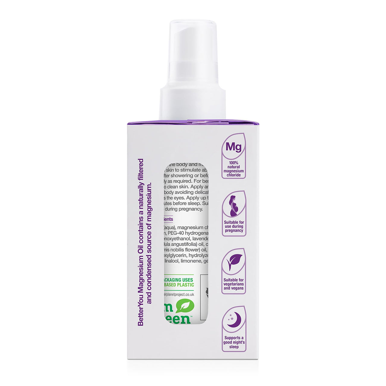 BetterYou Magnesium Muscle Body Spray - Relaxing Topical Magnesium and Essential Oil Spray - Lavender and Chamomile - Promotes Better Sleep - 3.38 oz