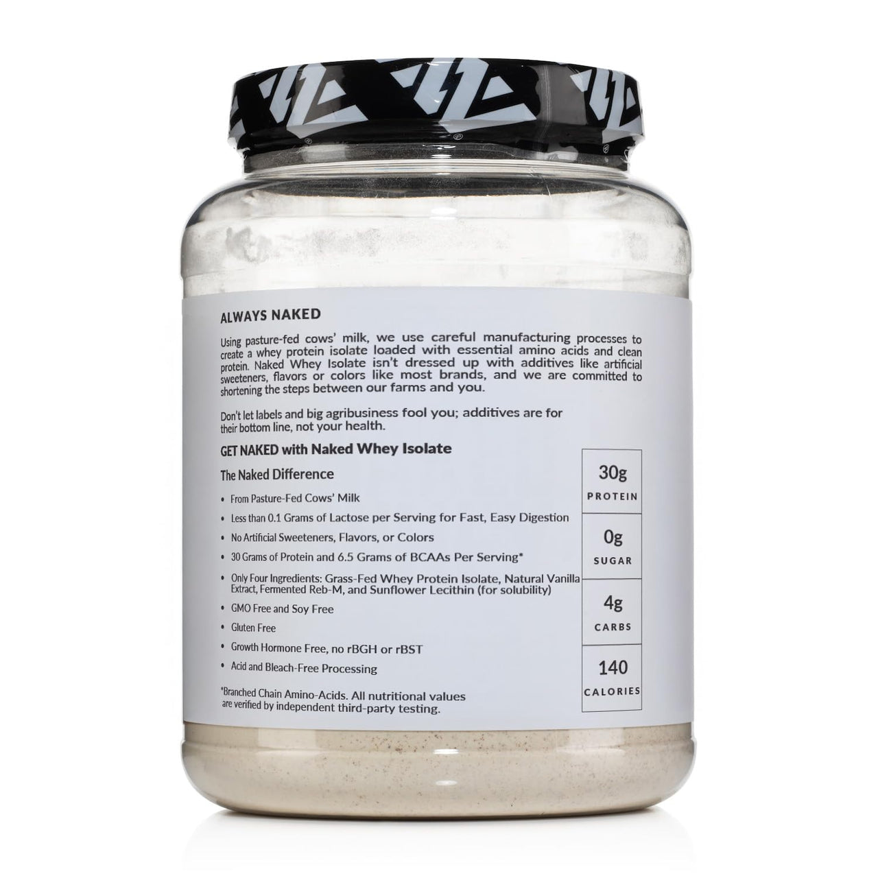 NAKED Vanilla Whey Isolate Protein - Only 4 Ingredients, 30g Grass-Fed Protein, Undenatured, No GMO, No Soy, Gluten-Free, No Preservatives - 24 Servings