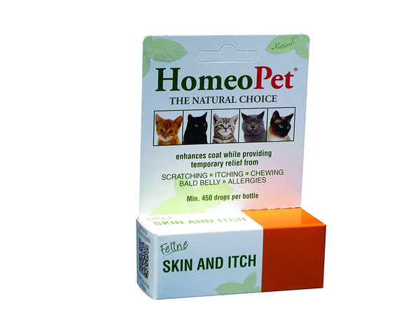 HomeoPet Feline Skin and Itch, Safe and Natural Cat Itchy-Skin Relief and Seasonal Allergy Supplement, 15 Milliliters