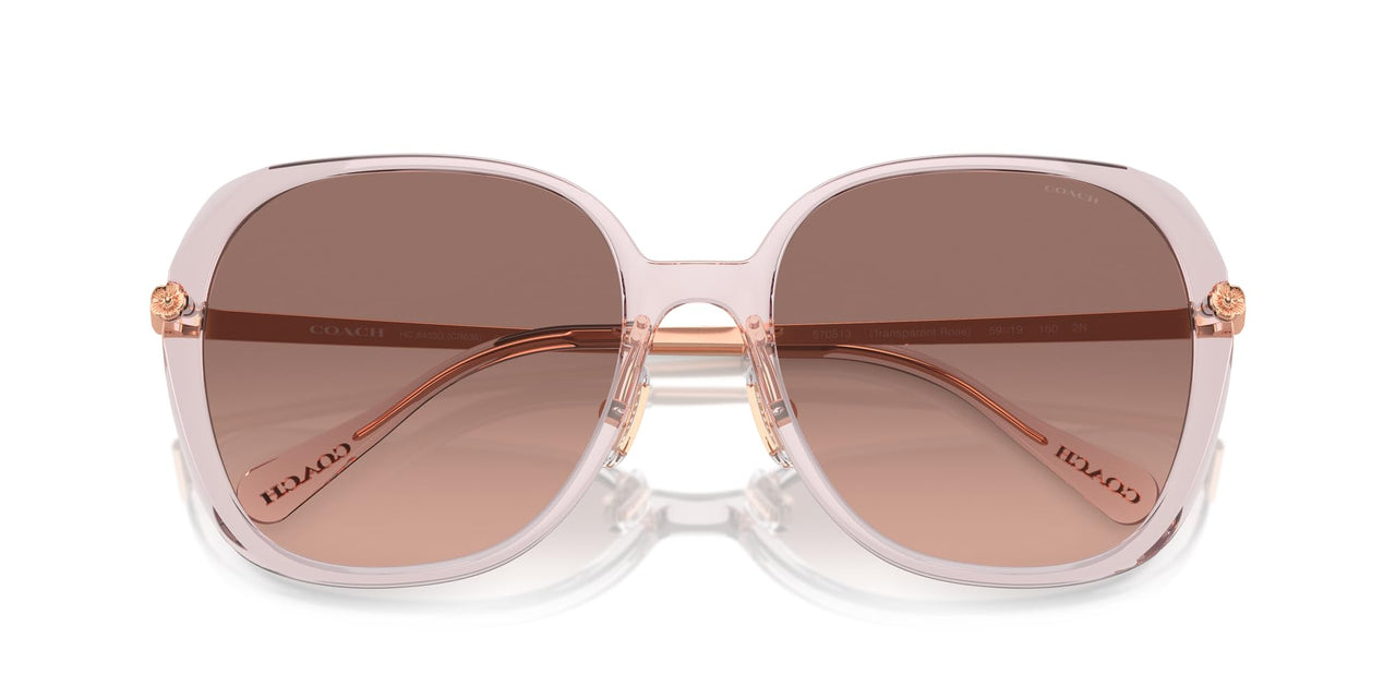 COACH Women's HC8403D Square Sunglasses, Transparent Rose/Brown Pink Gradient, 59 mm