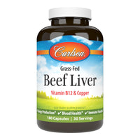 Thumbnail for Carlson – Grass-Fed Beef Liver, with Iron & Copper, Supports Blood Health & Energy, Red Blood Cell Production, 180 Capsules