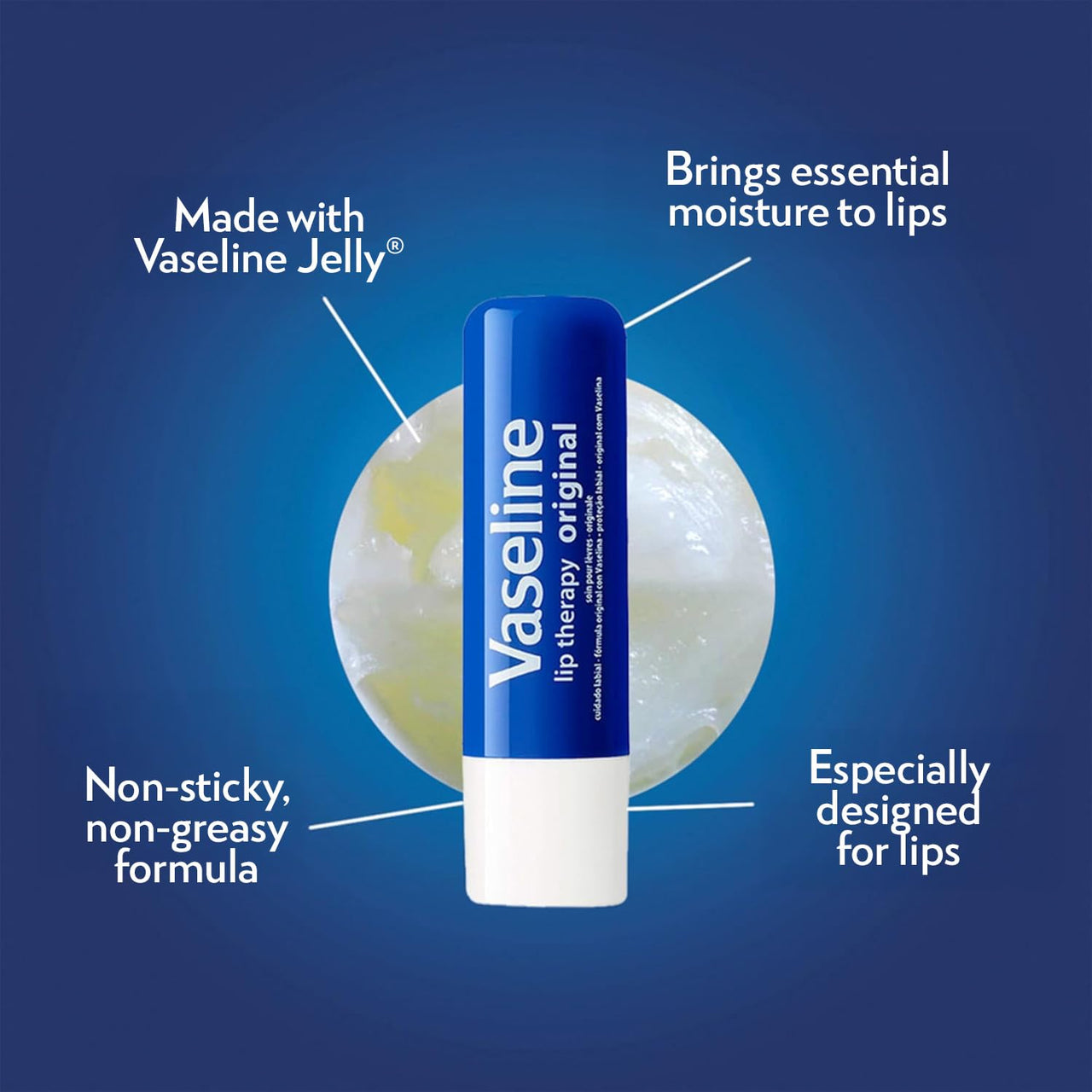Vaseline Lip Therapy Original 8-Pack – Lip Moisturizer for Dry, Cracked Lips, 0.16 Oz Ea