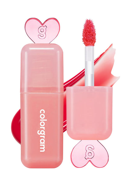 COLORGRAM Juicy Drop Tint 04 Clear Cherry | Juicy Lip Gloss, Glowing Lip Stain with Fruity Colors, Buildable & Blendable, Highly Pigmented