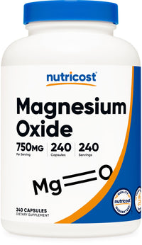 Thumbnail for Nutricost Magnesium Oxide 750mg, 240 Capsules - 420mg of Magnesium, Non-GMO, Gluten Free
