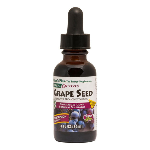 NaturesPlus Herbal Actives Grape Seed 25 mg Liquid Suspension - Vegan Drops, 1 fl oz - Vegetarian, Gluten-Free - 30 Servings