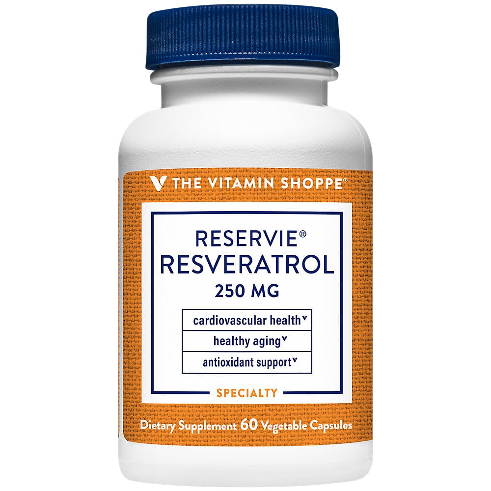 The Vitamin Shoppe Reservie™ Trans Resveratrol 250MG, Antioxidant That Supports Healthy Aging, Cellular and Cardiovascular Health (60 Veggie Caps)