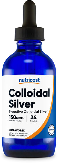 Thumbnail for Nutricost Colloidal Silver 4oz - Cobalt Blue Glass Bottles, Bio-Active Colloidal Silver