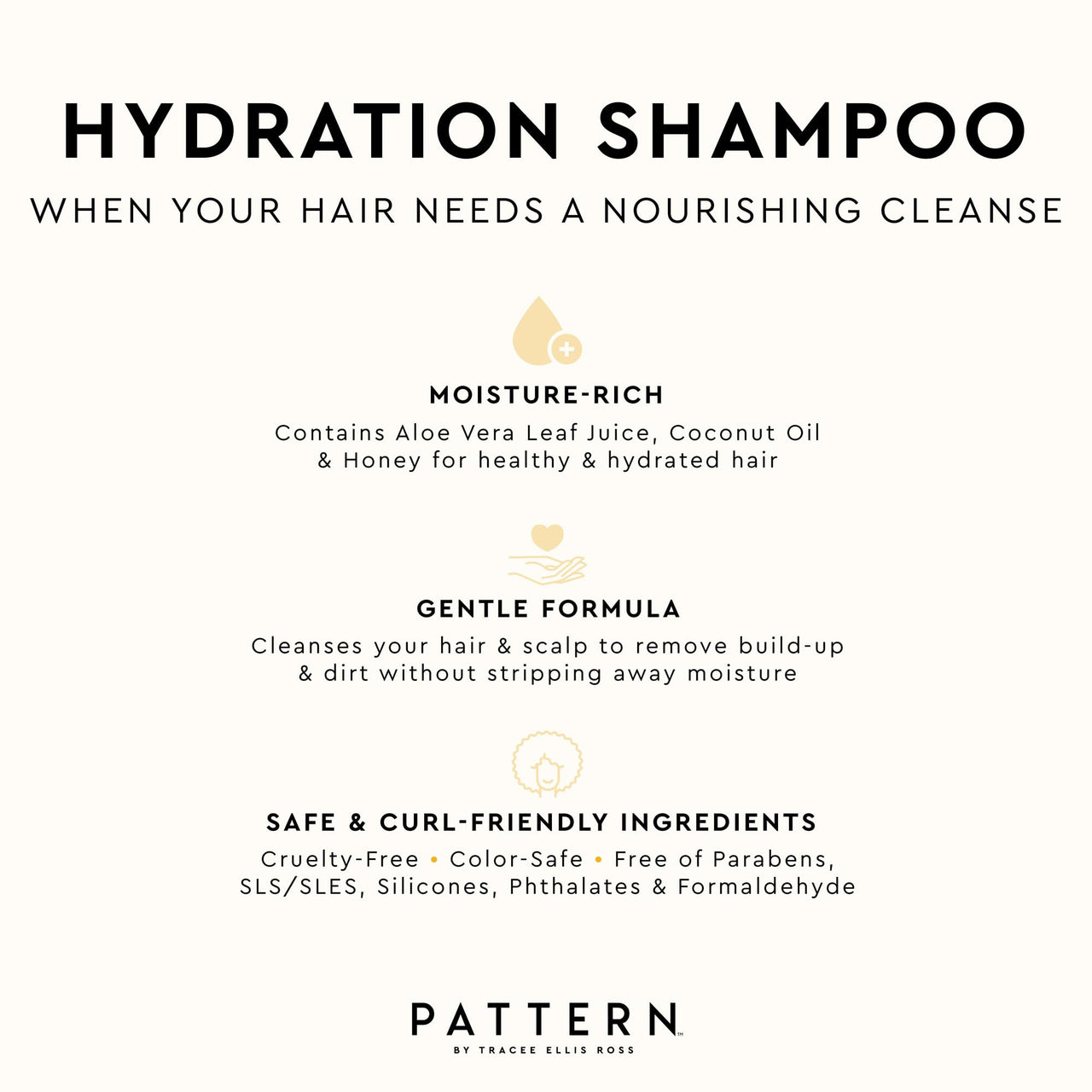 PATTERN Beauty by Tracee Ellis Ross Hydration Shampoo w Honey, Aloe Vera, Biotin and Tea Tree Leaf Oil 9.8 fl oz - Rich Moisture for Curly Hair 3a-4c