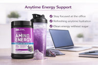 Thumbnail for Optimum Nutrition Amino Energy Powder Plus Focus, with BCAA, Electrolytes, and Caffeine, Grape, 1.42 LB,72 Servings (Packaging May Vary)