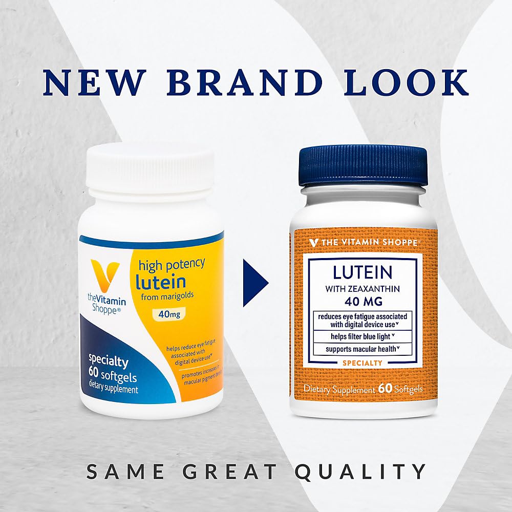 The Vitamin Shoppe Lutein 40MG - Eye Health, Vision Support & Blue Light Protection, Carotenoid Antioxidant (60 Softgels)