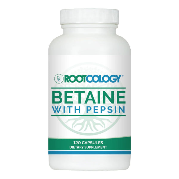 Rootcology by Dr. Izabella Wentz | Betaine with Pepsin | 750mg Betaine HCl with 50mg Pepsin for Digestion Support | 120 Capsules