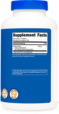 Thumbnail for Nutricost Ginkgo Biloba 120mg, 240 Capsules - Extra Strength Ginkgo Biloba Extract - Gluten Free & Non-GMO