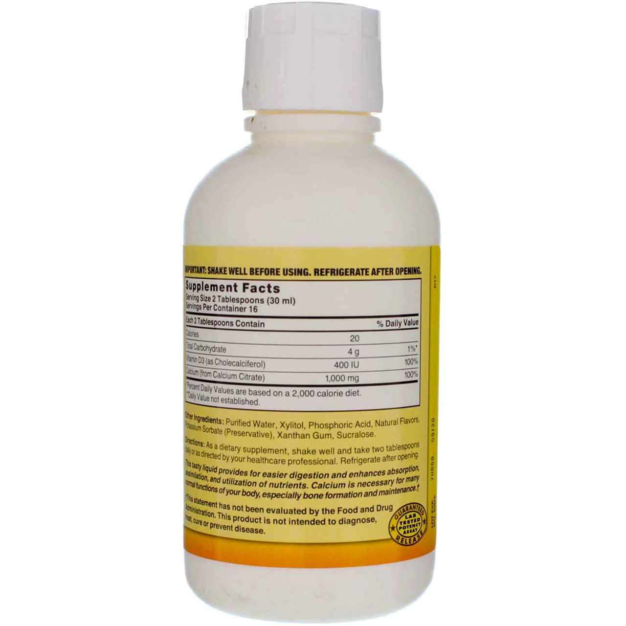 Nature's Blend Calcium Citrate with D3 Blueberry Flavored Liquid 16 oz Each (Pack of 4)