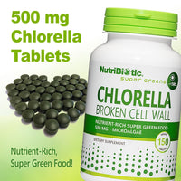 Thumbnail for NutriBiotic- Chlorella Super Green Food 500 mg 150 tabs | Broken Cell Wall Nutrient-Rich Microalgae, Water Cultivated Superfood | Chlorophyll with Vitamins, Minerals & Trace Elements | Vegan & Non-GMO